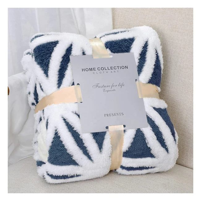 Lomao Sherpa Fleece Blanket - Fluffy Soft Extra Large Throw - Navy - 130x160 - D
