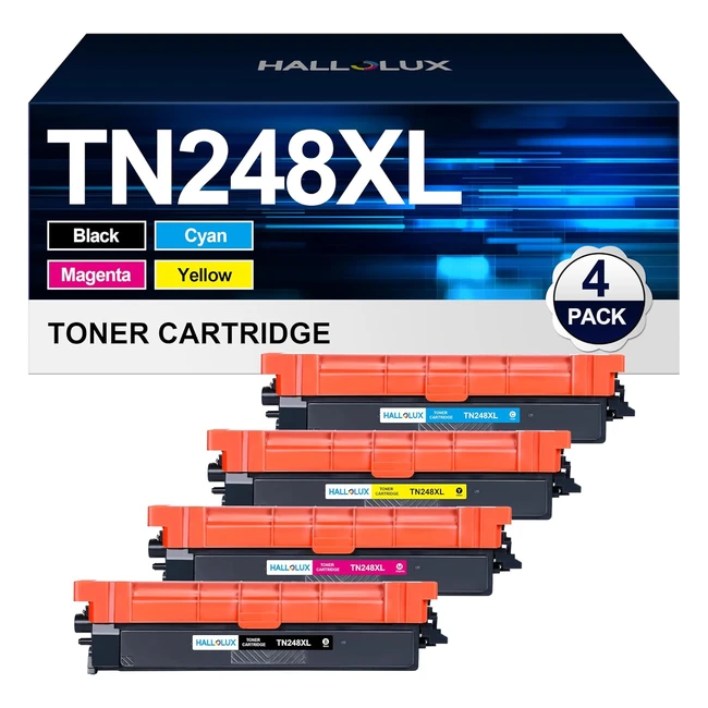 Hallolux TN248XL Toner Cartridges for Brother TN248 - Black Cyan Magenta Yellow 4 Pack