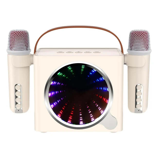 Karaoke Macchina per Bambini Altoparlante Bluetooth 10W con 2 Microfoni Wireless