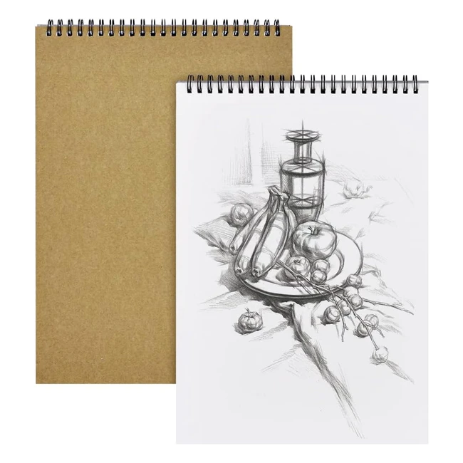 Cuaderno de Dibujo A5 - Bloc de Dibujo con Espiral 2pcs - Papel Blanco 160g - Ideal para Artistas