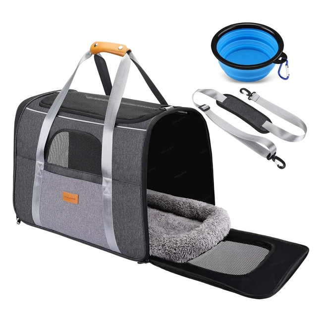 Morpilot Pet Carrier Bag Portable Cat Carrier Bag - Foldable & Breathable - Up to 20lbs - Shoulder Strap & Pet Bowl