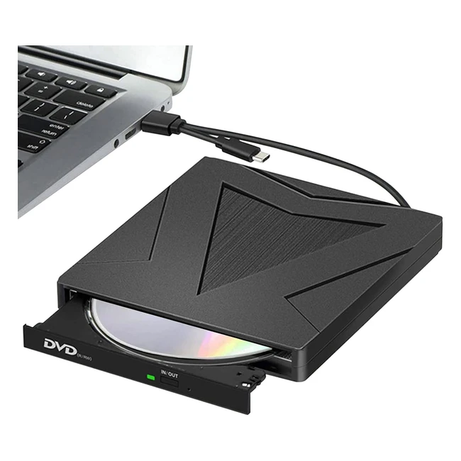 Grabadora DVD/CD Externa USB 3.0 y Type C - Ruizhi RW - Compatible con Windows, Mac - Portátil y Ligera