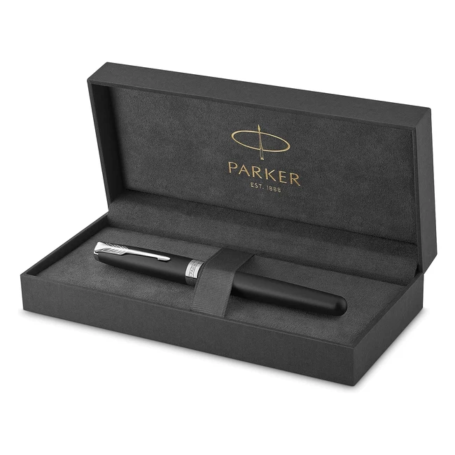 Parker Sonnet Fountain Pen - Matte Black Lacquer - Palladium Trim - Medium Nib