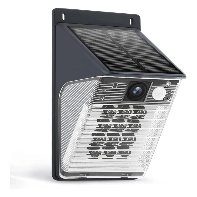 Cmara de Vigilancia Solar Exterior 4MP WiFi 24GHz con Luces Jardn 12 LED Det