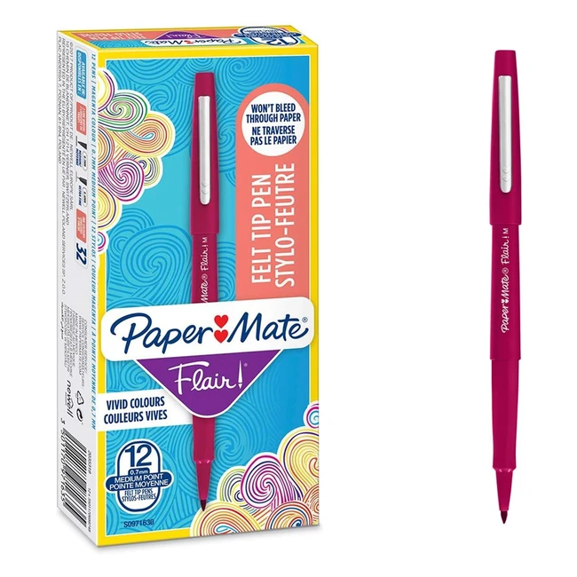 Paper Mate Flair Felt Tip Pens Medium Point 07mm Magenta 12 Count - Bold  Expre