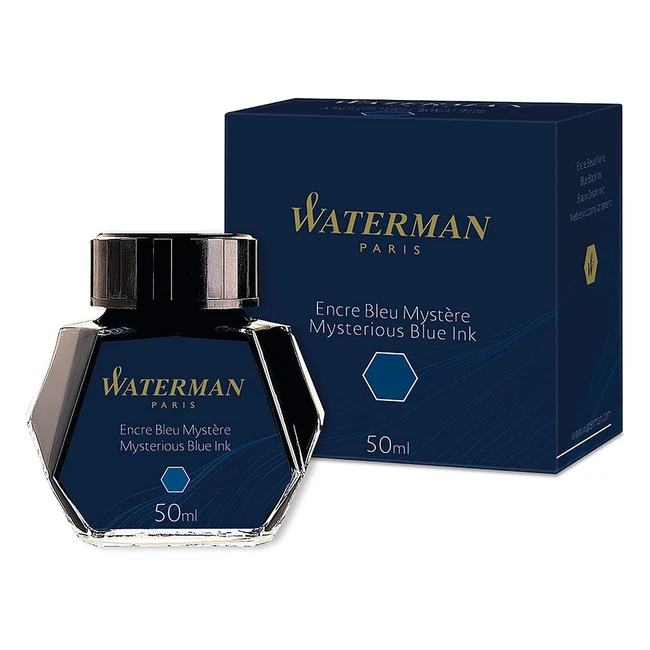 Waterman Fountain Pen Ink Mysterious Blue 50ml - Intense Lines High-Quality For