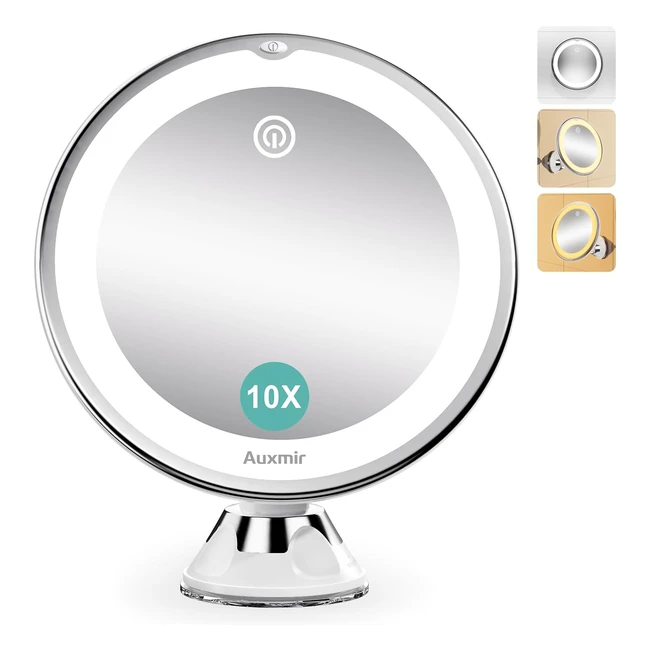 Miroir Grossissant 10x Lumineux Portable - Auxmir - Rf123456 - 3 Modes LED