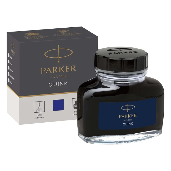 Parker Blue Quink Ink Bottle - 57ml Refill  Smooth Flow  Vivid Impressions