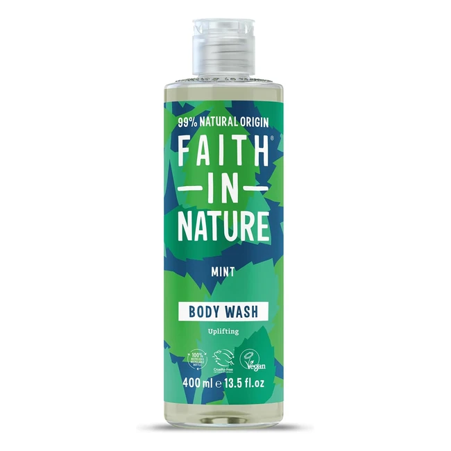 Uplifting Mint Body Wash  Faith in Nature  Vegan  Cruelty-Free  No SLS or Pa