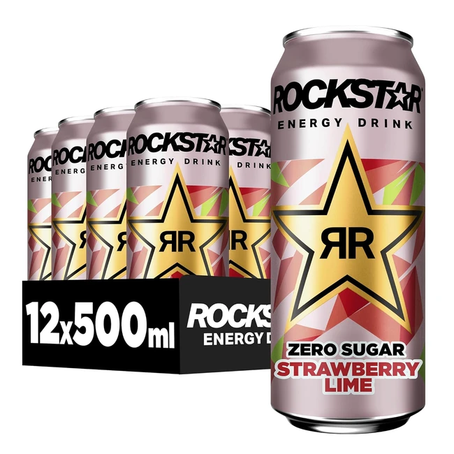 Rockstar Energy Drink Strawberry Lime Zero Sugar 12 x 500ml - Energie Kick