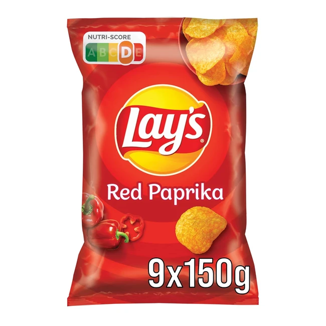 Lays Red Pepper Chips 9 x 150g - Knusprige gewrzte Kartoffelchips fr erfolgr