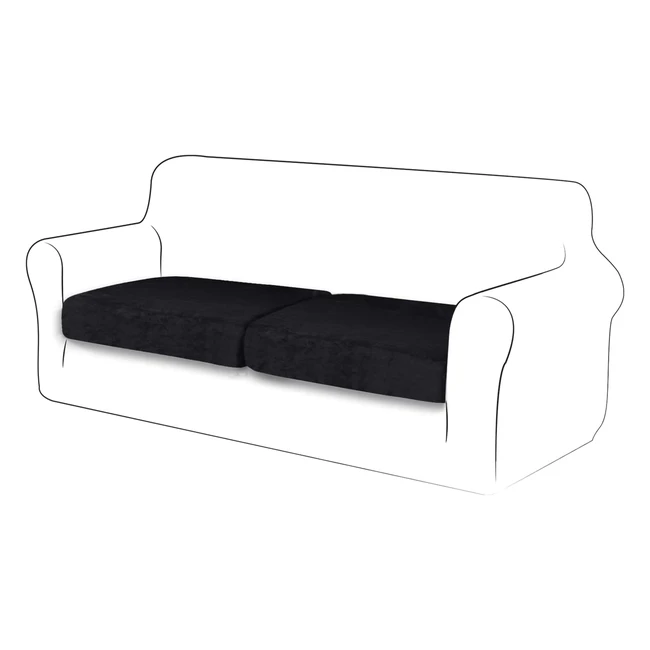 Copriseduta Divano Elasticizzato Tianshu 2 Fette Nero - Velluto Morbido e Resistente