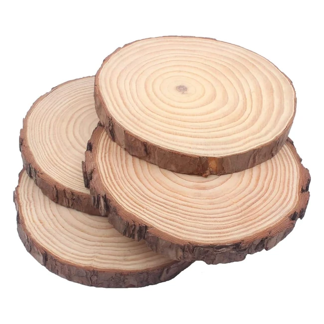 Rodajas de madera natural 16-18 cm 4 piezas - Troncos decorativos para pirograbado y arte DIY