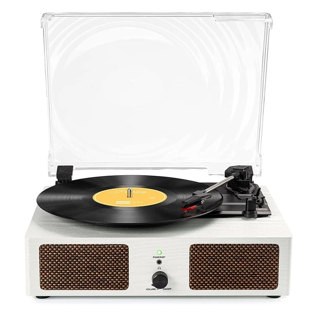Vintage Vinyl Record Player Wireless Turntable USB 3 Speed Built-in Speakers Whi