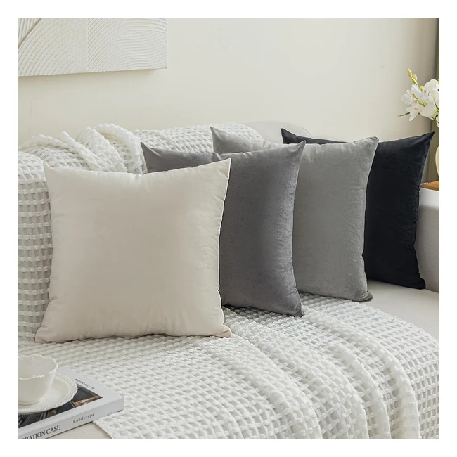 Fundas Cojines 45x45 cm Grises Terciopelo 4 Piezas - Decoracin Hogar Sof Sil