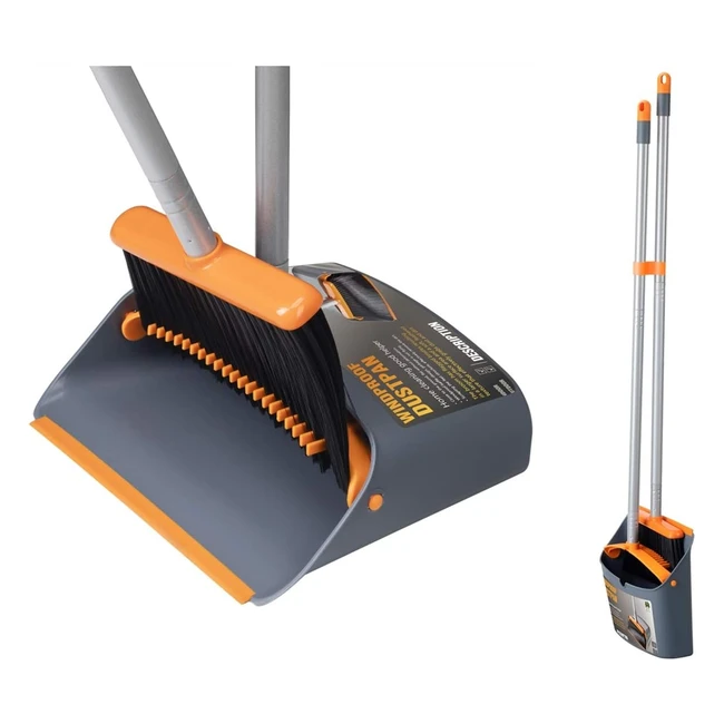 Sweeper  Dust Pan Combo 54 Handle  Household Cleaning Orange  Dark Grey