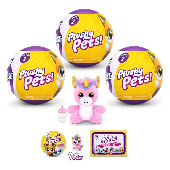 5 Surprise Plushy Pets Series 2 by Zuru - Collectible Mystery Capsule Toy for Girls Kids Teens