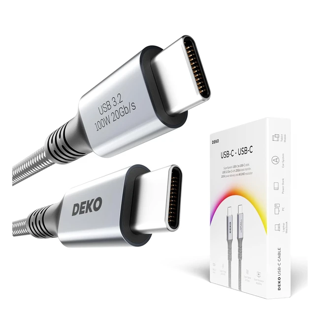 Deko Cavo USB TypeC 100W 2m USB32 Thunderbolt 20Gbps Power Delivery 31 - Compati