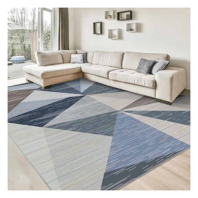 Homfine Tappeto Moderno 200x300 cm Blu Lavabile Pelo Corto Antiscivolo