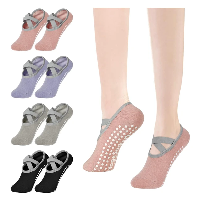 Flintronic Yoga Socks NonSlip Pilates Socks | Cotton Five Toe Grip Socks | Sweat Absorption