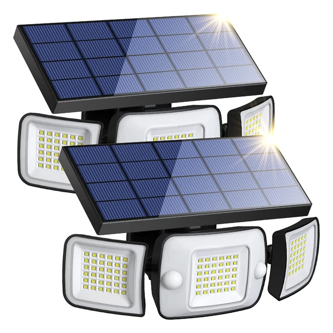 Intelamp Solar Security Lights 6000mAh Battery - Motion Sensor Outdoor Solar Lig