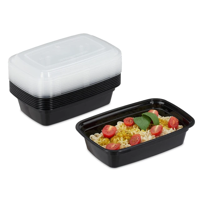 Set 10 Fiambreras Plstico Meal Prep 1000ml - Relaxdays