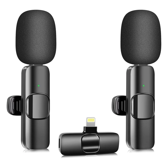Hanmer Wireless Lavalier Microphone for iPhone iPad 2 Mini - Noise Cancellation - Omnidirectional Sound - Smart Wireless System