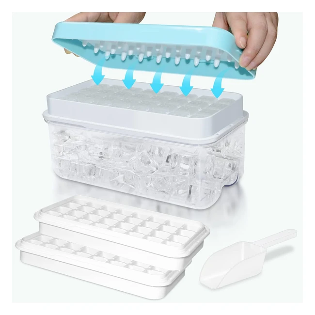 64 BPA-Free Ice Cube Tray with Lid - Release All Ice Cubes in One Second - Food Grade