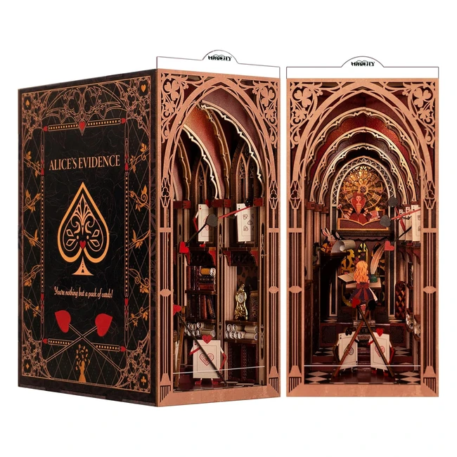 Kit de rincn de libros DIY puzzle de madera 3D con luces LED Alice in Wonderla