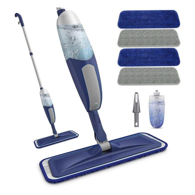 BPawa Microfibre Spray Mop for Hard Floors - Wet & Dry Mop with 4 Washable Pads