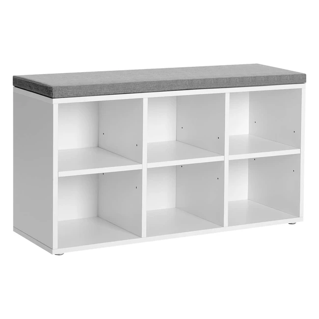 VASAGLE Shoe Storage Bench LHS23WT - 6 Compartments 3 Adjustable Shelves Easy 
