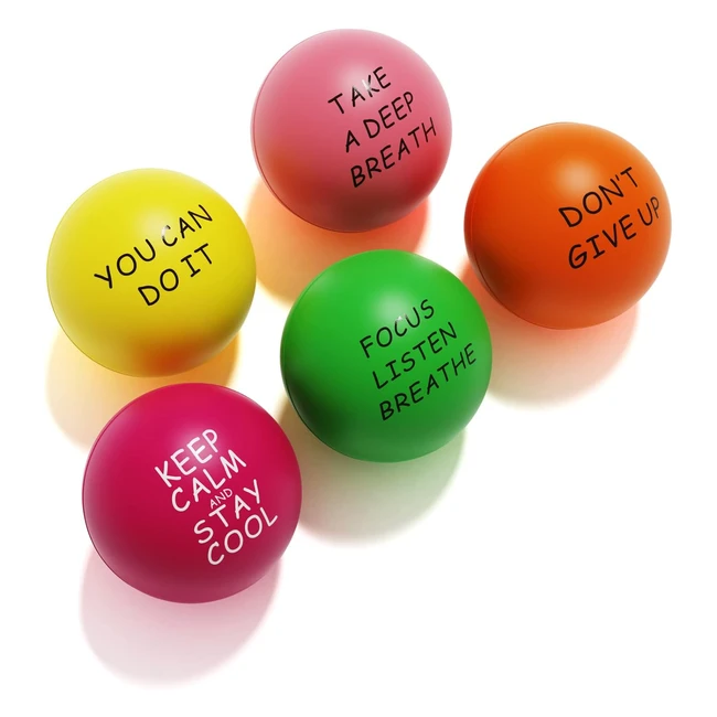 Lumarice Stress Balls 5 Pack - Motivational Quotes - Hand Exercise Balls - Anxiety Relief