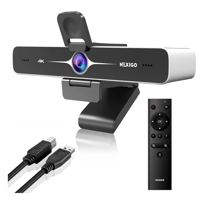 nexigo Zoom zertifiziert N970P 4K Zoom-Webcam ALPowered Autoframing Webkamera mit Flash-Speicher 10x Digitalzoom Dual Noisecancelling Mikrofone