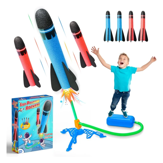 Foam Rockets Toy Launcher Playset for Kids - HappyGoLucky 4pcs - Safe & Fun Outdoor Toys