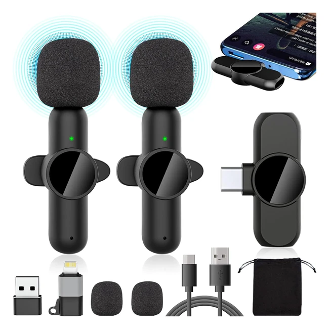Wireless Lavalier Microphone for iPhone/Android/PC | Kouric | Reference: 123456 | Plug and Play, Noise Reduction, Long Battery Life
