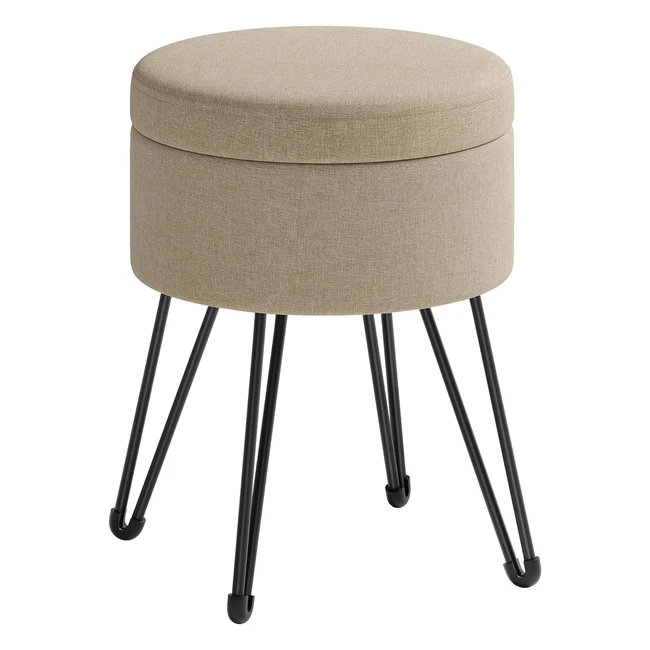 Sgabello Pouf Contenitore Songmics LOM002K01 - Marrone Cammello 39x44 cm - Sedile Imbottito - Gambe Metallo