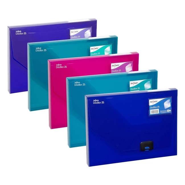 Snopake A4 DocBox Electra Assorted 25mm Box File Pack of 5 - Ref 14832