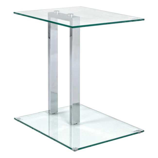 Table basse Haku en mtal chrome l 45 x p 35 x h 50 cm - tagres en verre de
