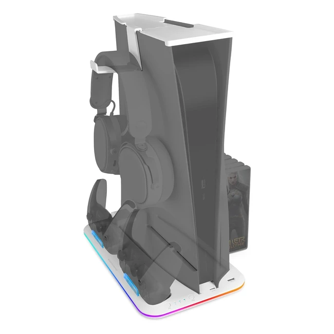 Support multifonctionnel PS5 Mars Gaming MPS5B - Refroidissement efficace, chargeur double, RGB neon, rangement jeux - Blanc