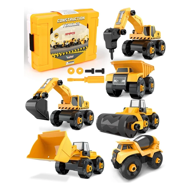 Vanplay Takeapart Construction Vehicles Excavators Truck Toy 6 in 1 DIY Educatio
