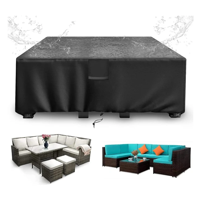 Siruiton Large Garden Furniture Covers 250x250x90cm Waterproof 420D Heavy Duty Patio Furniture Cover for Outside Rectangler