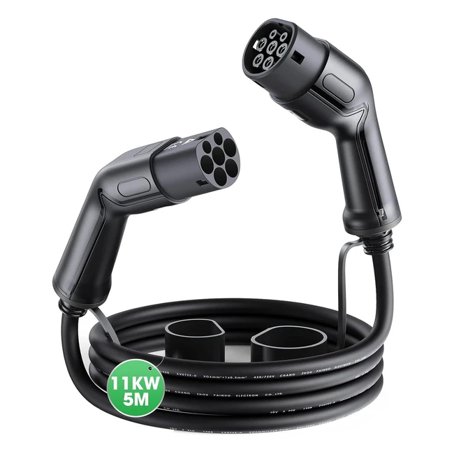 Câble de recharge véhicule électrique Workersbee Type 2 16A 11kW Triphasé 5m