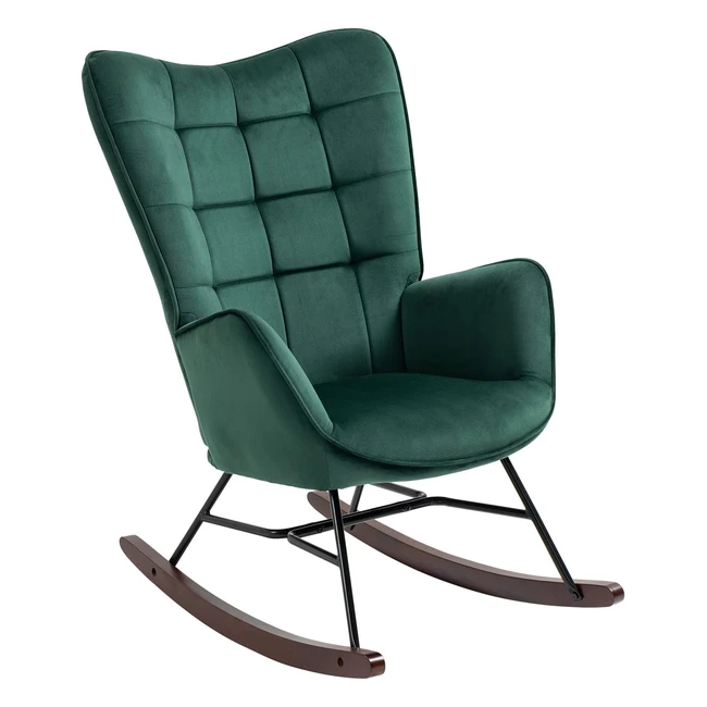 Poltrona Dondolo Relax Imbottita Tessuto Legno - Meuble Cosy