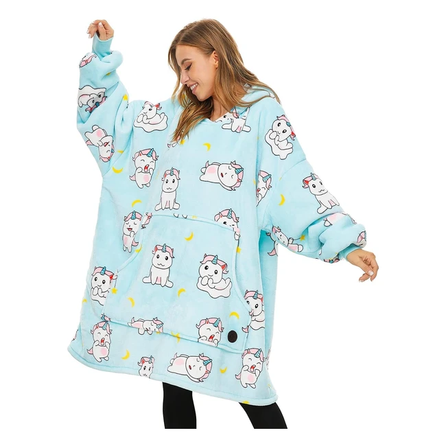 Three Poodle Oversized Blanket Hoodie Sherpa Fleece - Warm Soft Cozy Wearable Sweatshirt
