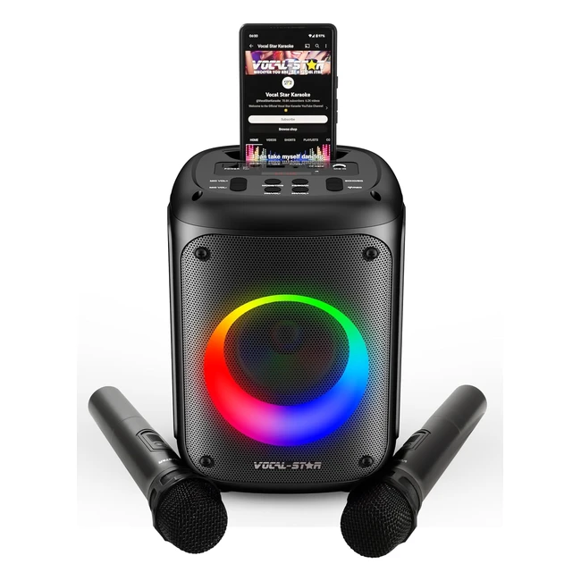 Vocalstar VS275 Karaoke Machine 60W Portable Bluetooth Speaker with 2 Wireless Microphones