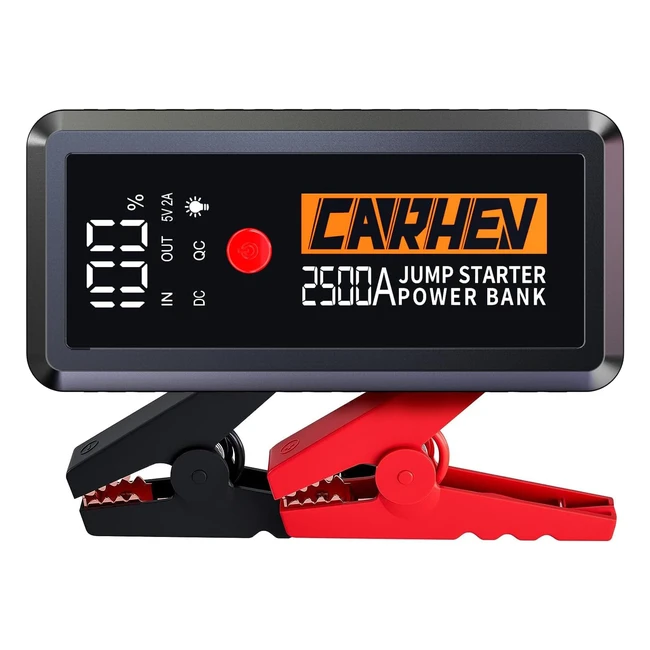 Carhev Jump Starter Power Pack 2500A Peak 21800mAh Up to 80L Gas/Diesel Engine 12V Portable Car Jump Starter Power Bank with LED Flashlight and USB QC 3.0