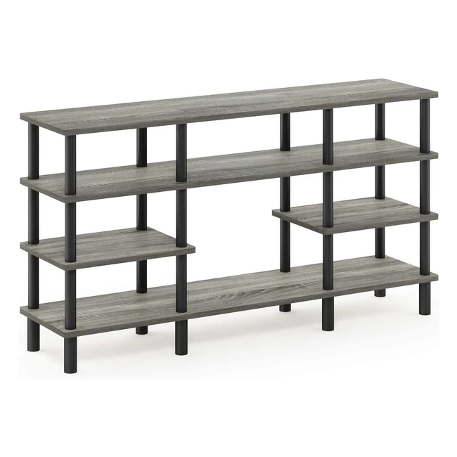 Furinno Toolless TV Stand French Oak GreyBlack 55 Stylish  Functional