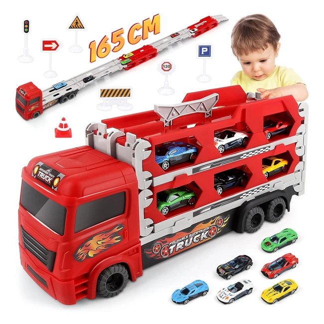 Camin de Juguete Transporte Aoskie para Nios 3-6 aos con 6 Coches de Carre