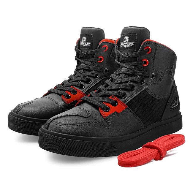 Zapatos Moto Hombre - Botas Moto Transpirables - Cuero Reforzado - Negro 40EU
