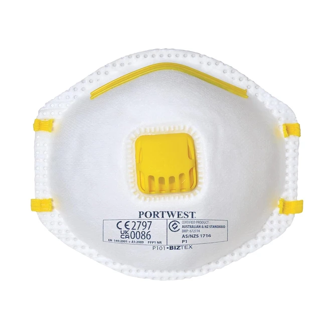 Masque antipoussière Portwest P101WHR FFP1 blanc 10 pièces - Protection optimale